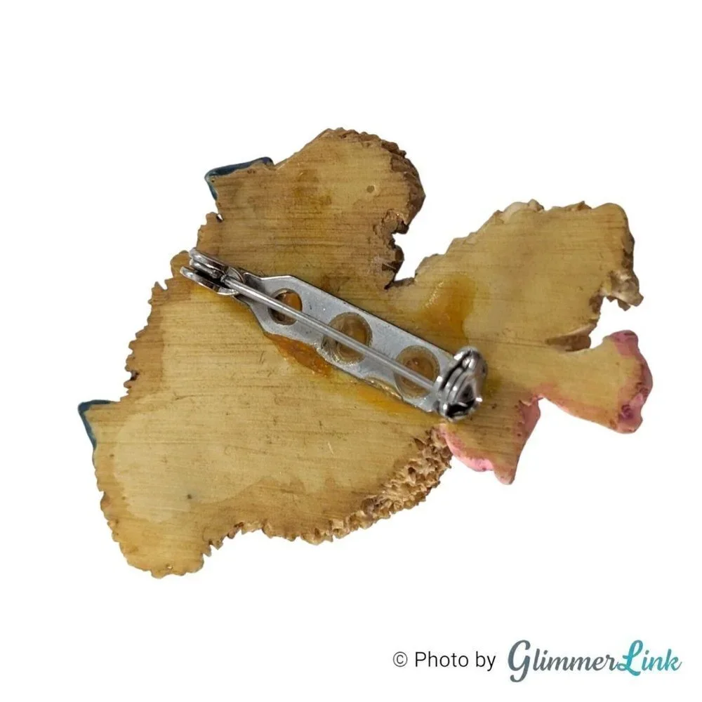 Vintage Mother & Child Bears Bow Resin Brooch